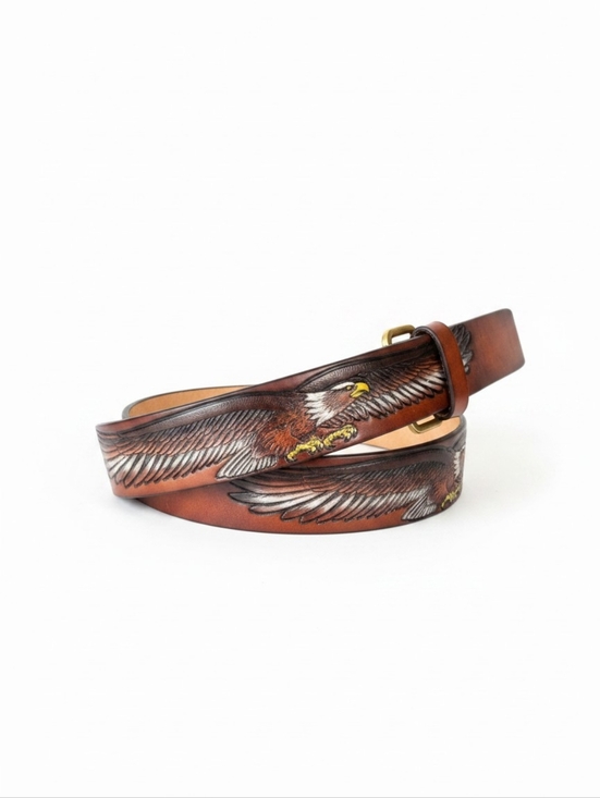 Other - Latitan Hand Stained Leather Eagle Belt Made in USA Size 28